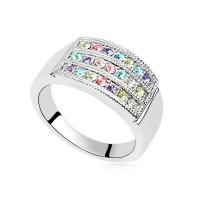 Kristall Zink Legierung Finger Ring, Zinklegierung, mit Österreichischer Kristall, platiniert, für Frau & facettierte, keine, Innendurchmesser:ca. 17mm, verkauft von PC