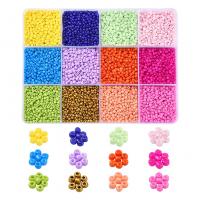 Opaque Glass Seed Beads, Glass Beads, with Plastic Box, Round, stoving varnish, DIY, mixed colors Approx 