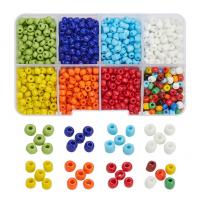 Opaque Glass Seed Beads, with Plastic Box, DIY mixed colors 