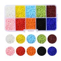 Mixed Glass Seed Beads, with Plastic Box, Flat Round, stoving varnish, DIY Approx 