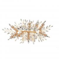 Decorative Hair Combs, Zinc Alloy, fashion jewelry & for woman & with rhinestone, golden 