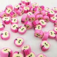 Fruit Polymer Clay Beads, Apple, DIY, pink, 10mm, Approx 