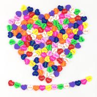 Perles bijoux Fimo , argile de polymère, coeur, DIY, couleurs mélangées, 10mm, Environ Vendu par sac