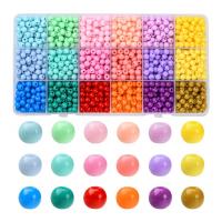 Solid Color Acrylic Beads, with Plastic Box, Round, DIY, mixed colors 