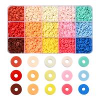 Polymer Clay Jewelry Beads, with Plastic Box, Flat Round, DIY, mixed colors Approx 