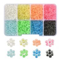 Perles de verre colorées à l'intérieur, perles de rocaille en verre, avec Boîte en plastique, DIY & lumineux, couleurs mélangées Environ îte, Vendu par boîte