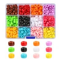 Solid Color Acrylic Beads, with Plastic Box, barrel, DIY, mixed colors Approx 