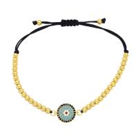 Cubic Zircon Micro Pave Brass Necklace, with Polyester Cord, Evil Eye, gold color plated & micro pave cubic zirconia & for woman, mixed colors .8 Inch 