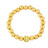 Cubic Zirconia Micro Pave Brass Bracelet, Round, gold color plated, micro pave cubic zirconia & for woman & enamel .7 Inch 