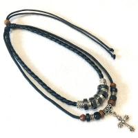 Zinc Alloy Necklace, with leather cord, handmade, Double Layer & Adjustable & for man Approx 25.59 Inch 