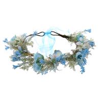 Bridal Hair Wreath, Cloth, with Satin Ribbon, Flower, wedding gift & for woman, blue, 160mm 