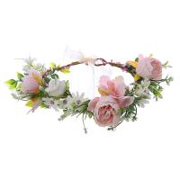 Bridal Hair Wreath, Cloth, with Satin Ribbon, Flower, Adjustable & wedding gift & for woman, 170mm 