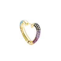 Zinc Alloy Rhinestone Leverback Earring, Heart, gold color plated, for woman & with rhinestone 