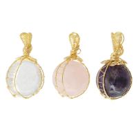 Natural Quartz Pendants, with brass wire Approx 3mm 