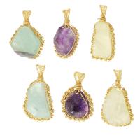 Gemstone Brass Pendants, Natural Stone, with brass wire 29-36*44-58*13-27mm Approx 3-6mm 
