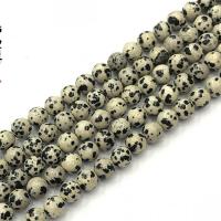 Dalmatinische Perlen, Dalmatiner, rund, DIY & verschiedene Größen vorhanden, Länge:ca. 38 cm, verkauft von Strang
