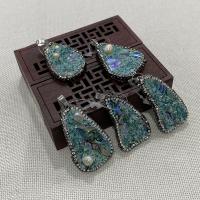 Rhinestone Resin Pendants, with Rhinestone Clay Pave & Abalone Shell & Freshwater Pearl, Unisex, mixed colors 