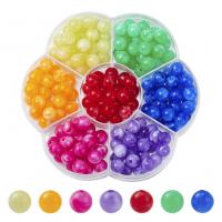Acrylic Jewelry Beads, with Plastic Box, Round, DIY, mixed colors Approx 