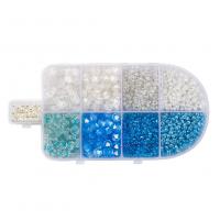 Perles en verre rocaille mélangées, perles de rocaille en verre, avec Boîte en plastique & plastique & Acrylique, DIY, couleurs mélangées Vendu par boîte