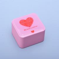 Plastic Ring Box,  Square, pink 