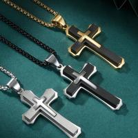 316 L Edelstahl Halskette, Kreuz, poliert, Modeschmuck & verschiedene Stile für Wahl & für den Menschen, keine, 30x53mm, Länge:ca. 23.62 ZollInch, verkauft von PC