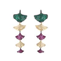 Cubic Zirconia Micro Pave Brass Earring, plated, for woman & with cubic zirconia 