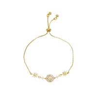 Cubic Zirconia Micro Pave Brass Bracelet, gold color plated, micro pave cubic zirconia & for woman, gold, 240mm 