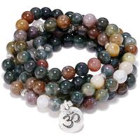 Wrap Bracelets, Indian Agate, with Zinc Alloy, Round, silver color plated, multilayer & Unisex mixed colors, 8mm .43 Inch 