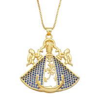 Cubic Zircon Micro Pave Brass Necklace, with 2 extender chain, gold color plated, micro pave cubic zirconia & for woman .7 Inch 