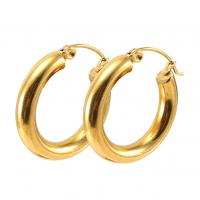 Edelstahl Hoop Ohrringe, 304 Edelstahl, 18K vergoldet, Modeschmuck & für Frau, goldfarben, 23x4mm, verkauft von Paar