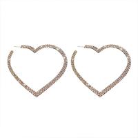 Forage d'alliage de zinc boucles d'oreilles, coeur, bijoux de mode & pour femme & avec strass, plus de couleurs à choisir Vendu par paire