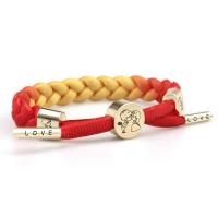 Cotton Fabric Bracelet, with Zinc Alloy, gold color plated, gradient color & Unisex & braided 15mm, Inner Approx 60mm 