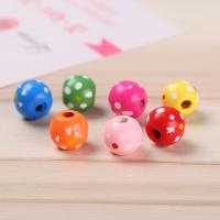 Lackiertes Holz Perlen, rund, Spritzlackierung, DIY, gemischte Farben, 10mm, 300PCs/Tasche, verkauft von Tasche