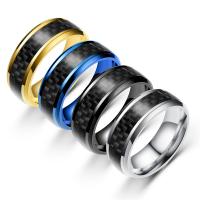 304 Stainless Steel Finger Ring, with Carbon Fibre, fashion jewelry & for man 