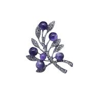 Gemstone Brooch, Zinc Alloy, with Natural Stone, Tree & for woman & with rhinestone 