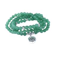 Green Aventurine Wrap Bracelet, with zinc alloy bead, polished, Unisex green, 6mm Approx 25.51 Inch 
