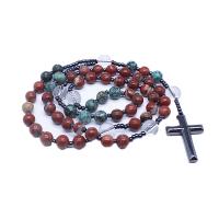 Fashion Sweater Chain Necklace, African Turquoise, with Iron Rock & Red Jasper, polished, Unisex two different colored Approx 26.77 Inch 