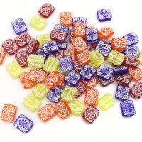 Acrylic Jewelry Beads, Rectangle, embossed & DIY, mixed colors Approx 