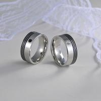 Couple Finger Rings, Titanium Steel, fashion jewelry & Unisex & with cubic zirconia 