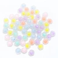 Bead in Bead Acrylic Beads, Flower & DIY & frosted, mixed colors, 10mm 