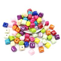 Solide Acryl Perlen, Quadrat, DIY, gemischte Farben, 14x14x12mm, ca. 100PCs/Tasche, verkauft von Tasche