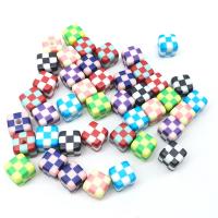 Printing Acrylic Beads, Square, DIY & gingham, mixed colors Approx 