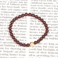 Natural Garnet Bracelet, with Brass, Round, gold color plated, fashion jewelry & for woman, red, 5mm .1 Inch 