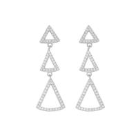 Cubic Zirconia Micro Pave Sterling Silver Earring, 925 Sterling Silver, Triangle, platinum plated, micro pave cubic zirconia & for woman, white 