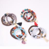 Wood Bracelets, with Polyester & Resin, Elephant, multilayer & Unisex Approx 6.7 Inch 