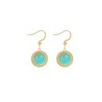 Turquoise Drop Earring, 304 Stainless Steel, with turquoise, Vacuum Ion Plating, fashion jewelry & for woman, golden, 15*15mm,16*17mm 