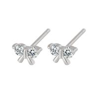 Cubic Zirconia Micro Pave Sterling Silver Earring, 925 Sterling Silver, Butterfly, plated, micro pave cubic zirconia & for woman 