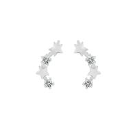 Cubic Zirconia Micro Pave Sterling Silver Earring, 925 Sterling Silver, platinum plated, micro pave cubic zirconia & for woman, white 