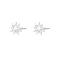 Cubic Zirconia Micro Pave Sterling Silver Earring, 925 Sterling Silver, platinum plated, micro pave cubic zirconia & for woman, white 