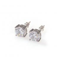 Cubic Zircon (CZ) Stud Earring, Brass, Round, plated, micro pave cubic zirconia & for woman 